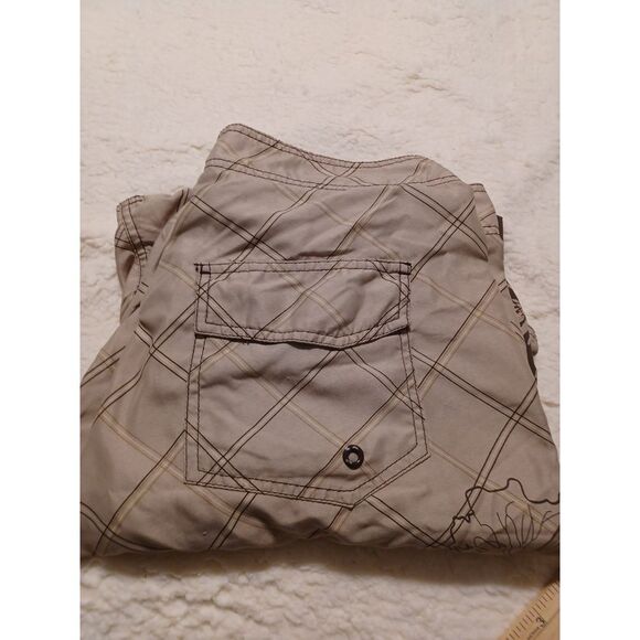 Tapa Threads Board Swim‎ Shorts Men 36 Gray Floral Embroidered Tie Waist Pocket - Picture 1 of 9